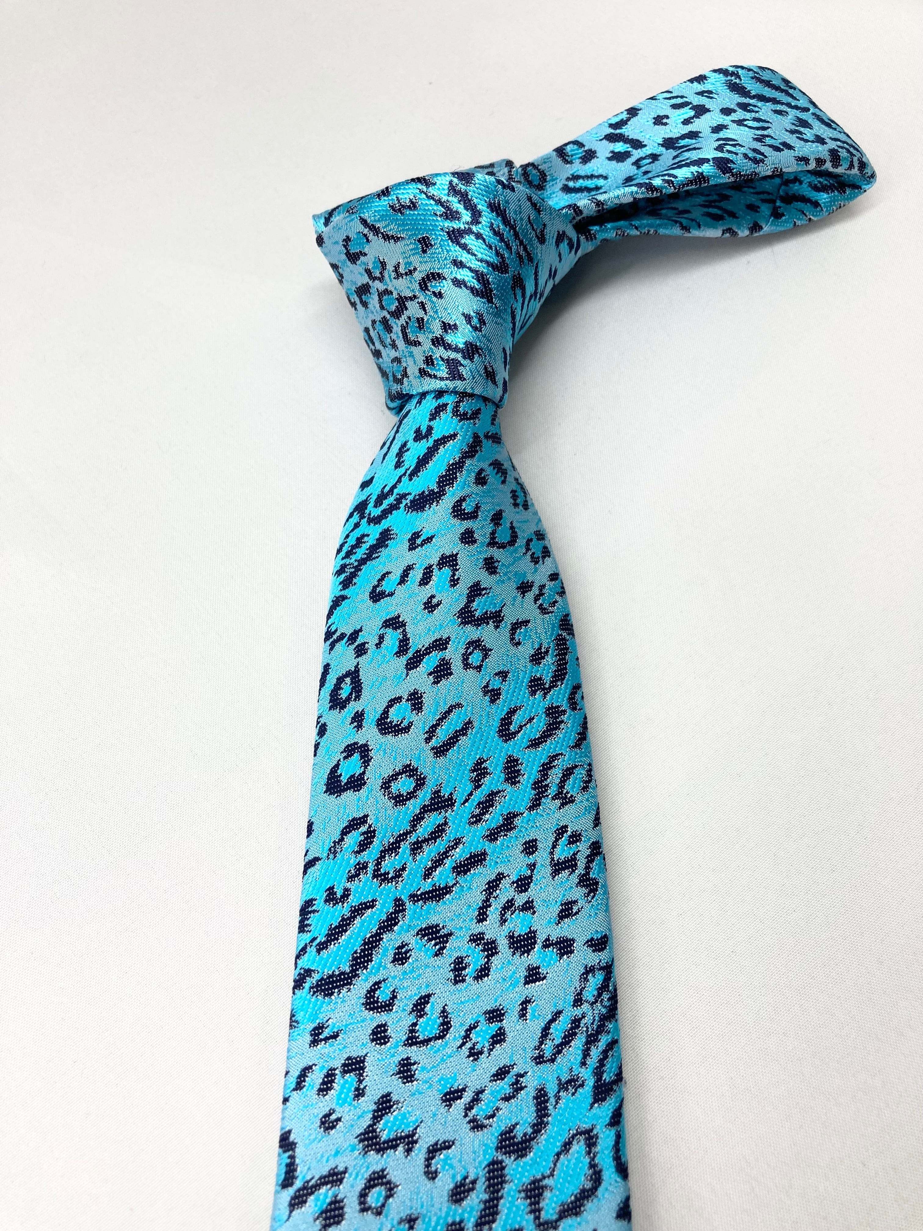 N j Gender-free cravat 豹柄 ブルー×ネイビー | NECKWORLD