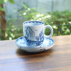 有田焼　デミタスカップ＆ソーサー　古染山水 3-046