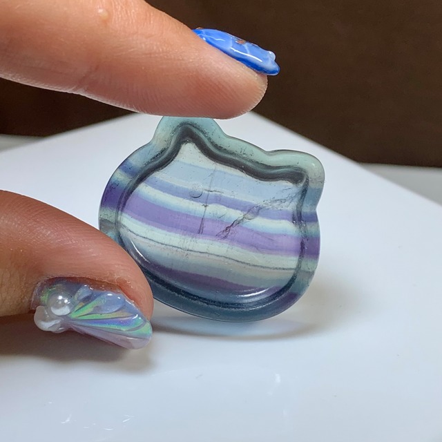 4.可愛い猫顔☆フローライト猫皿