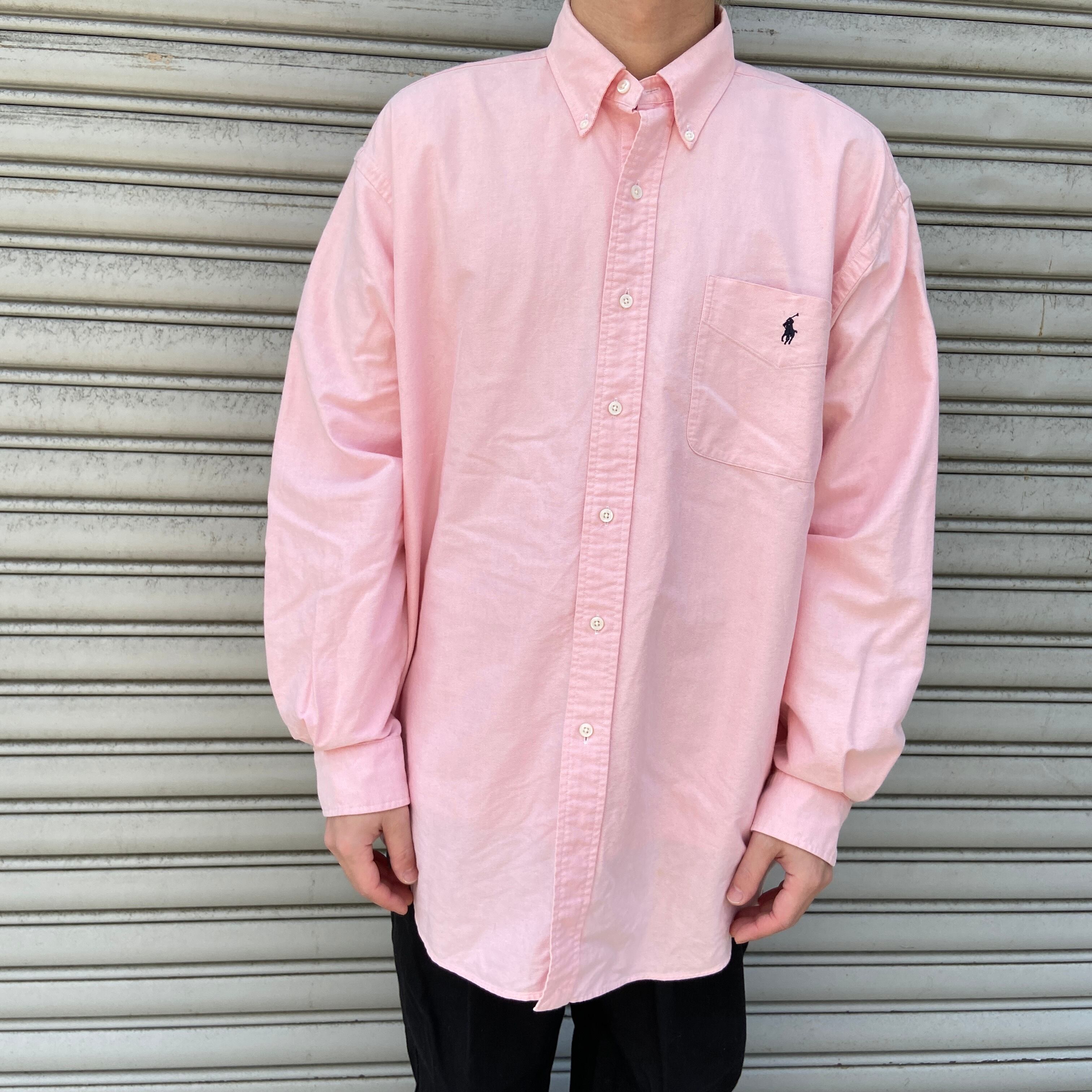 90s RalphLauren BIGSHIRT ボタンダウンシャツ ピンク M | 古着屋 Uan