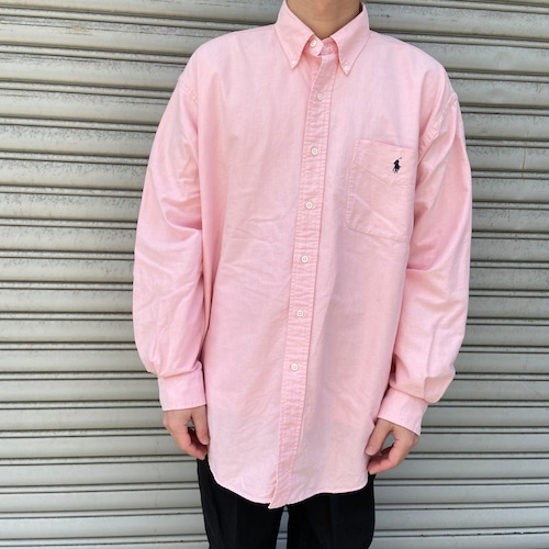 90s RalphLauren BIGSHIRT ボタンダウンシャツ ピンク M