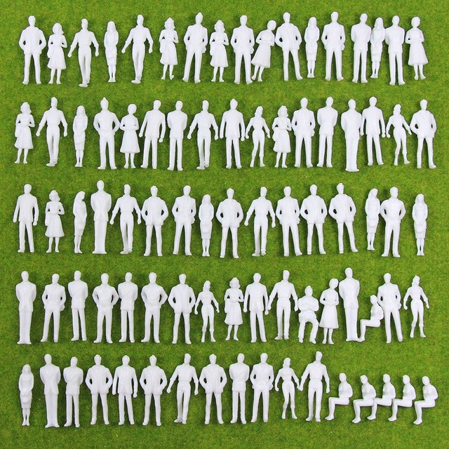 【人気】情景コレクション 人間 人形 人物 人間フィギュア 未塗装 1:50 35mm 100本入り 箱庭 装飾 鉄道模型 建物模型 ジオラマ 教育 DIY