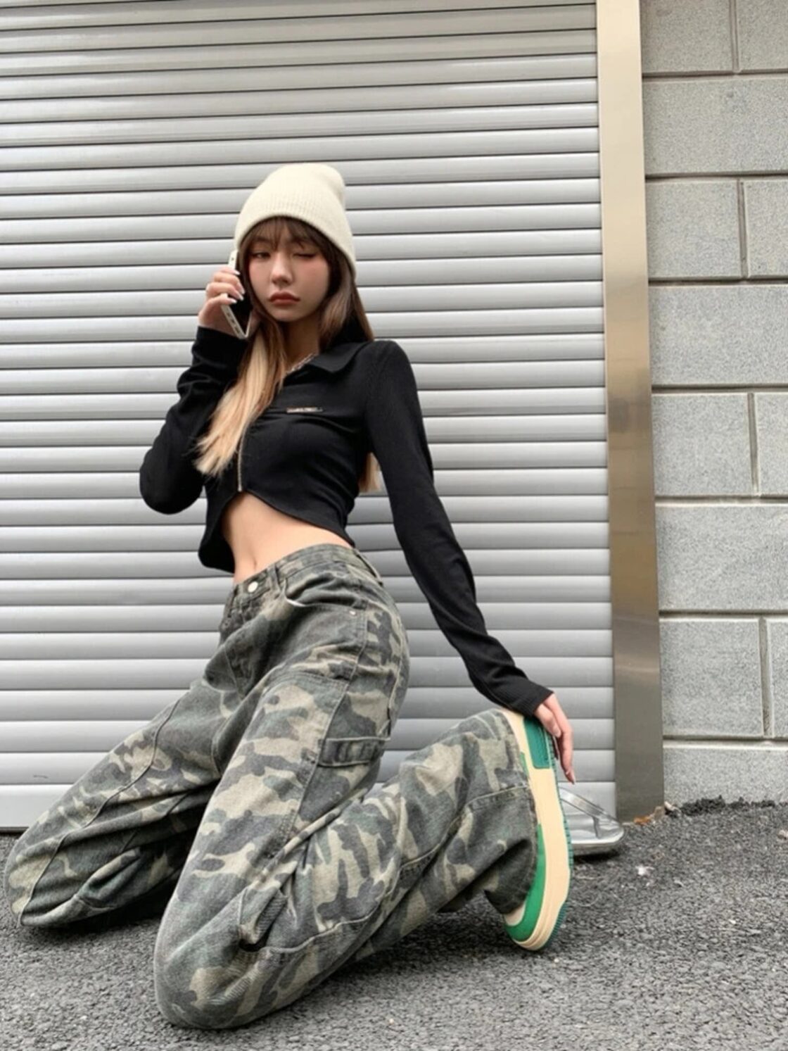 PENNYBLACK 迷彩とグレーリバーシブルスキニーパンツ デニムパンツ 