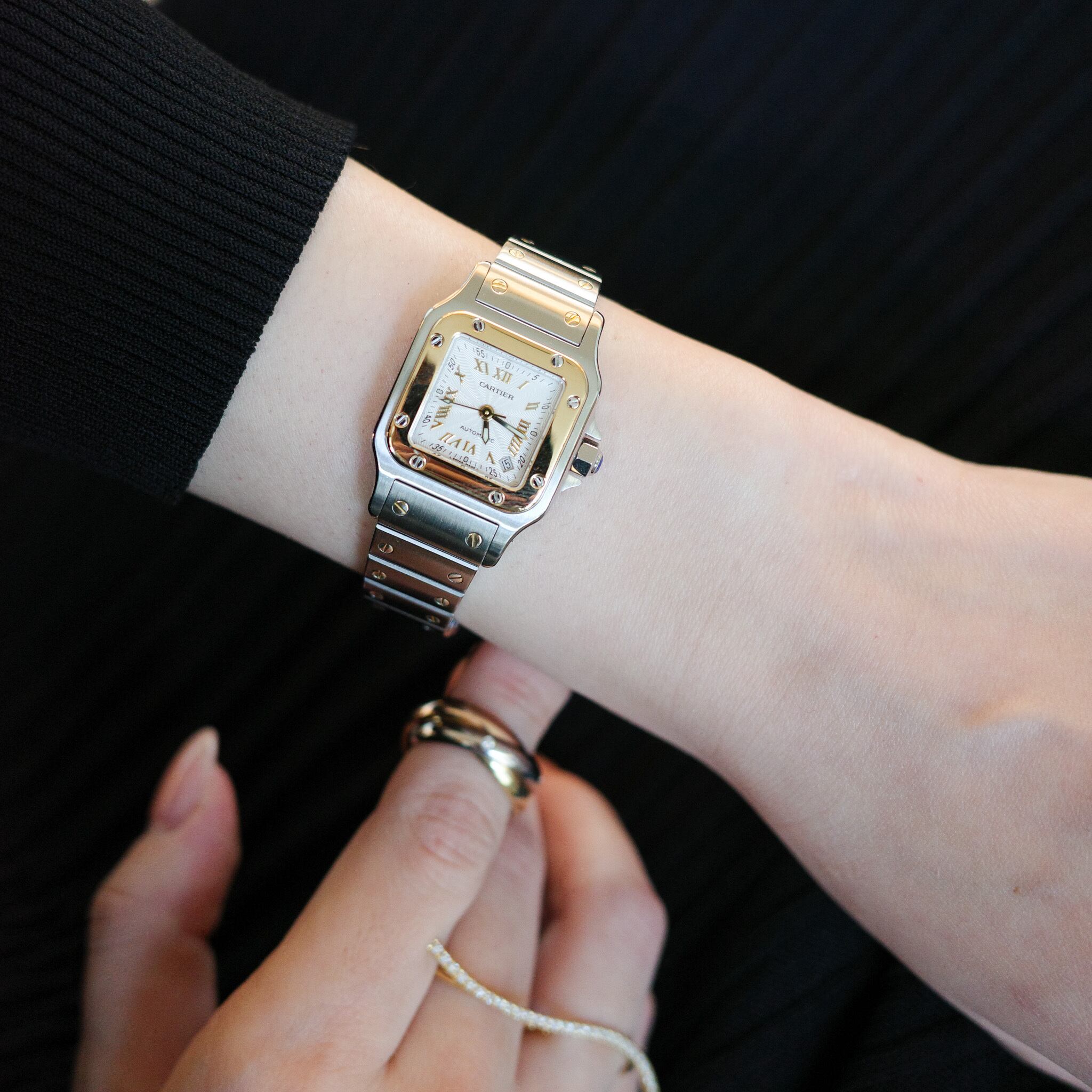 ‼️ カルティエ　サントスガルべLM　　　　　　　　　自動巻き／コンビカラー SANTOS DE CARTIER 【OH済み】カルティエ サントスガルベ LM