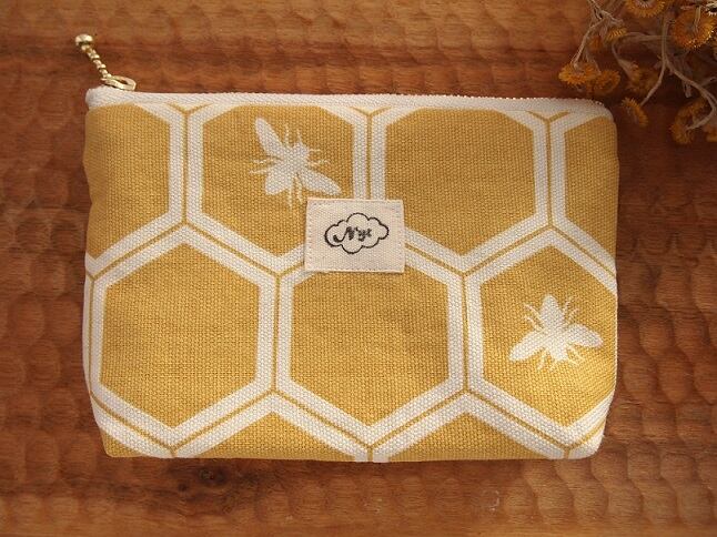 電磁波防護ファスナーポーチ【honeycomb&bee】