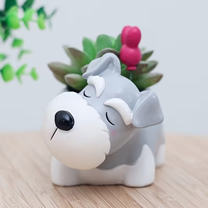 プランター 植木鉢 眠る犬 シュナウザー 多肉植物用ポット かわいい