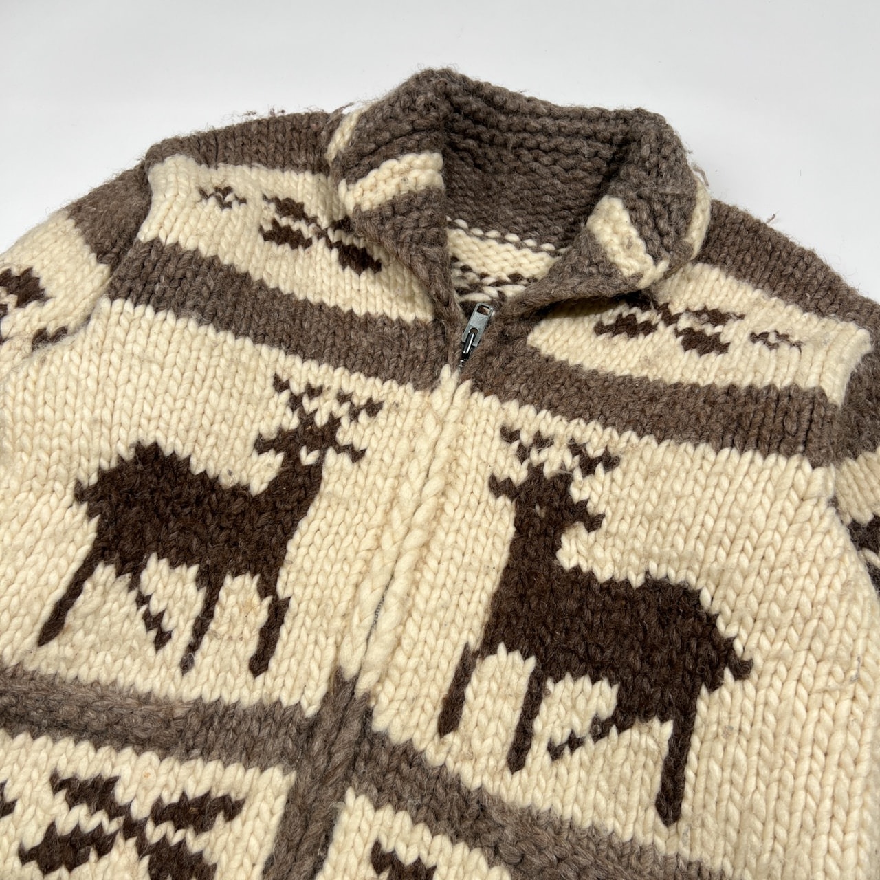 カナダ製 Cowichan Knit トナカイ柄 ジップアップ カウチン ニット カーディガン ジャケット L相当 /カウチンセーター/ビンテージ
