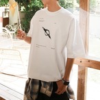 Illustration Print Oversized Cotton Short-Sleeve T-Shirt ◇2color H0744
