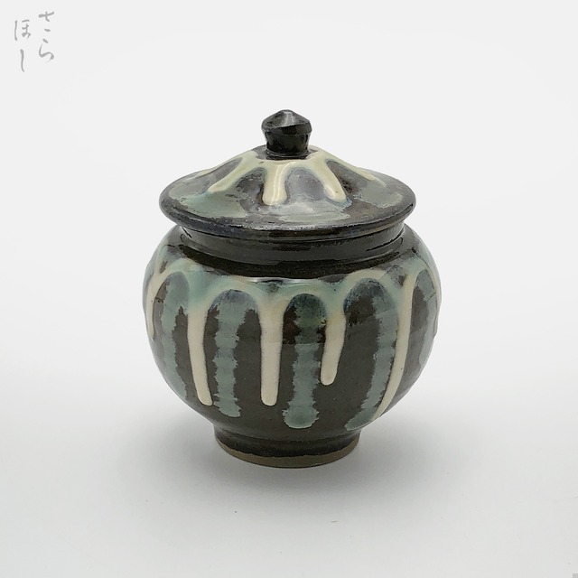 小鹿田焼 小袋窯 一合壺 青白流し 直径約8.5cm 陶器 和食器 民藝