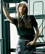 ジップアップポロニットTOPS (BLACK) CQ-49027