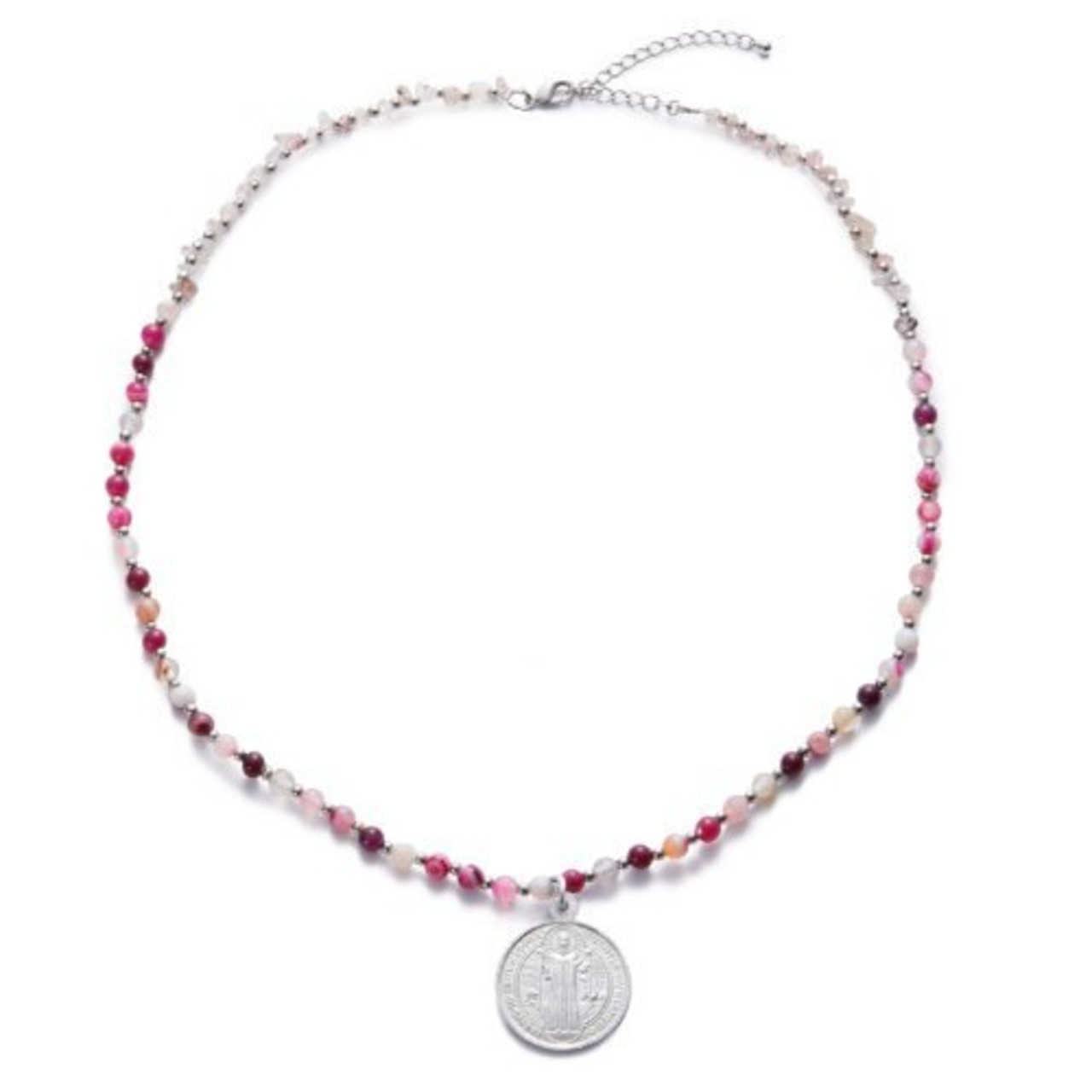 【LOVEBUZZ】ペンダント：シルバーメダイユとベリーズリキュールのようなネックレス