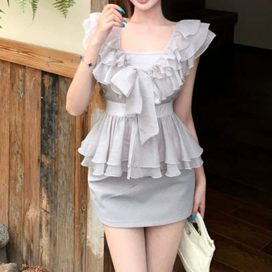 anier ROBE グレー クロップトップとスカートセット M anier ROBE グレー クロップトップとスカートセット M ♥️Special