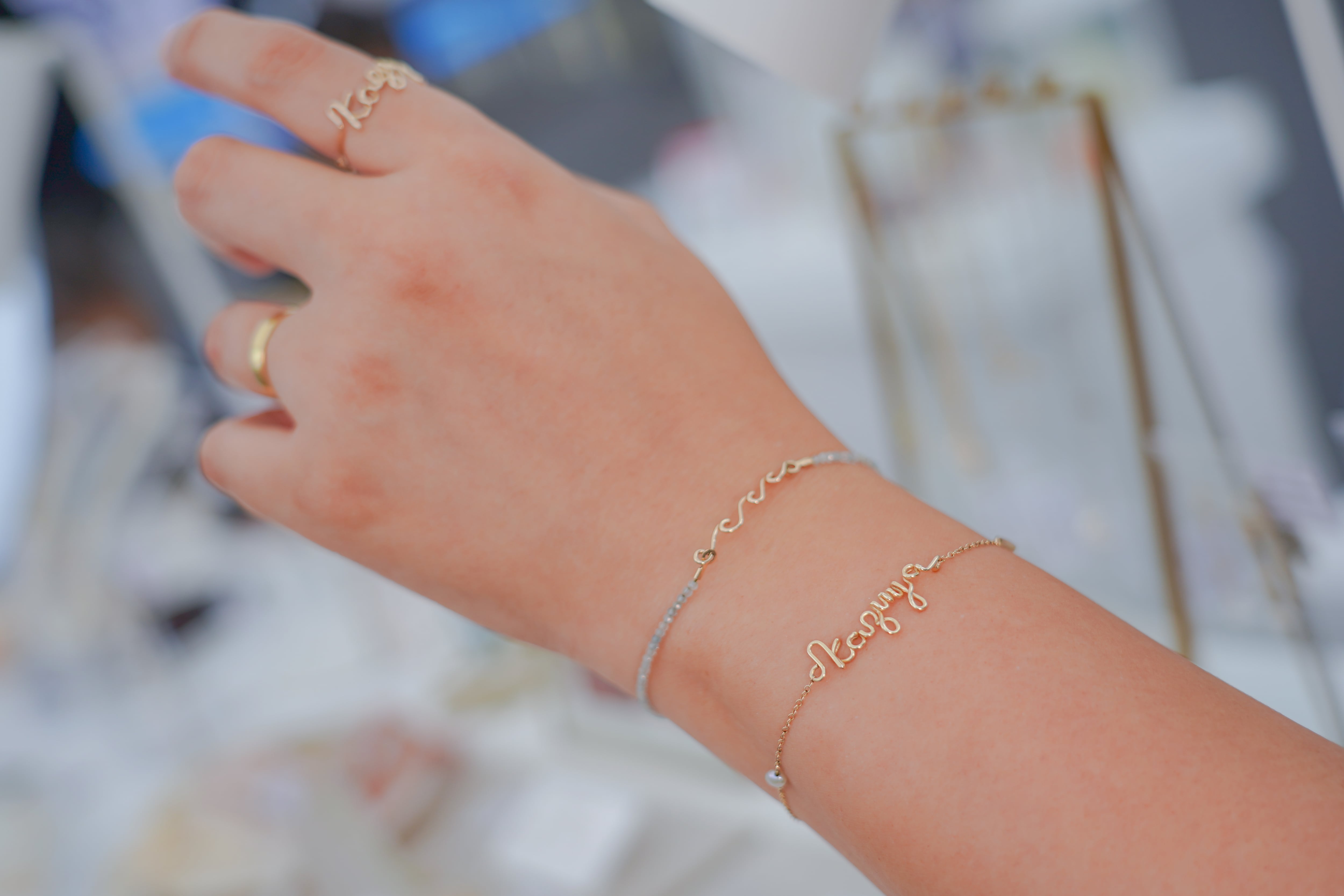 シンプル オーダーブレスレット 名前入り 文字入り 名入れ 文字入れ