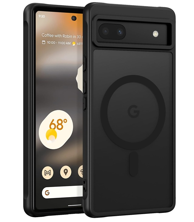 VENINGO Google Pixel 6a ケース Magsafe対応 マグネット搭載 ワイアレス充電 米軍MIL規格 耐衝撃 指紋なし 黄変なし 全面保護 指紋防止 ストラップホール付き 半透明 マット仕上げ グーグル ピクセル 6a ケース ブラック