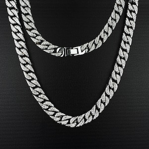 PE3370 18K Miami Cuban Link Silver 14.5mm×70cm