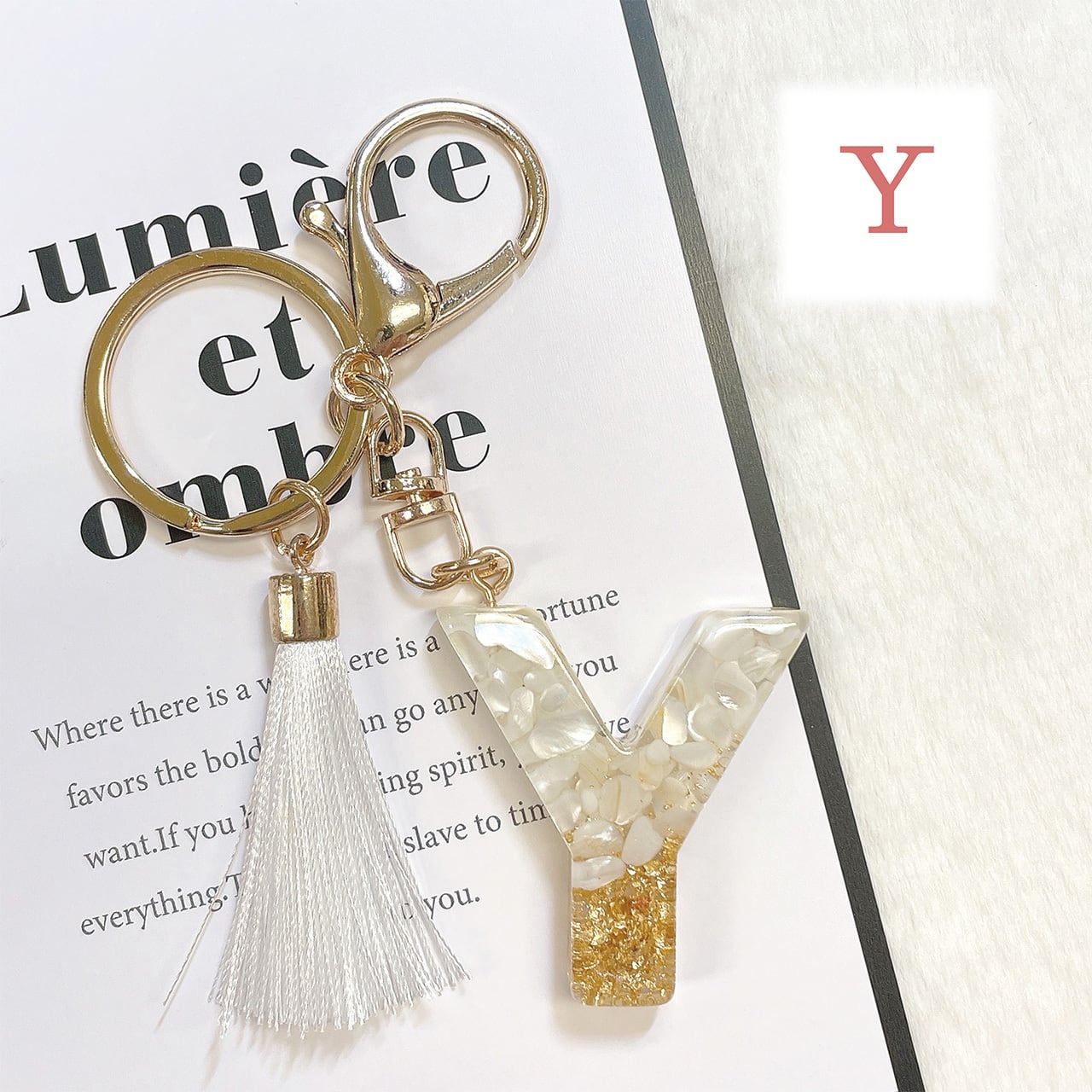 イニシャルチャーム ストーン(ホワイト) | follow Inc.