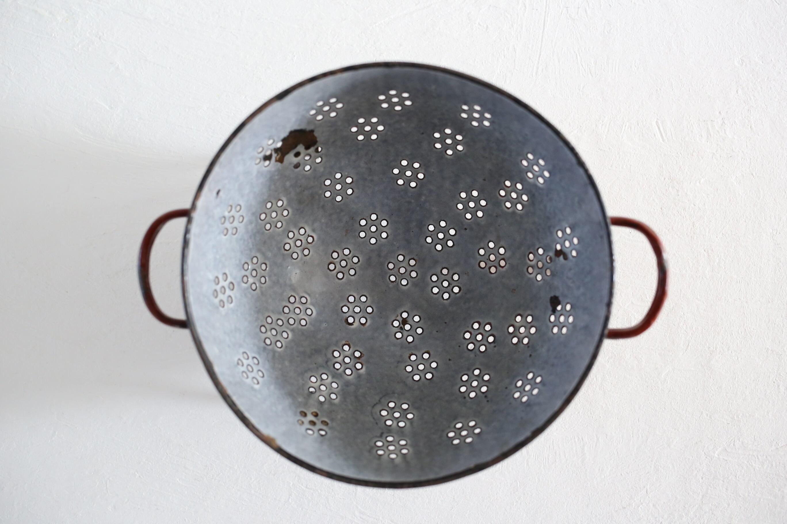 フランス アンティーク ヴィンテージ ホーロー ブラウン コランダー N