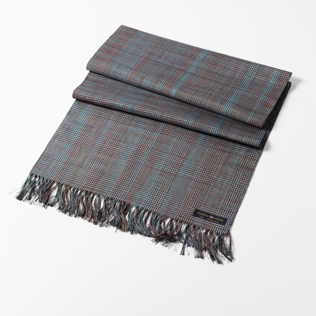大島紬ロング格子マフラー