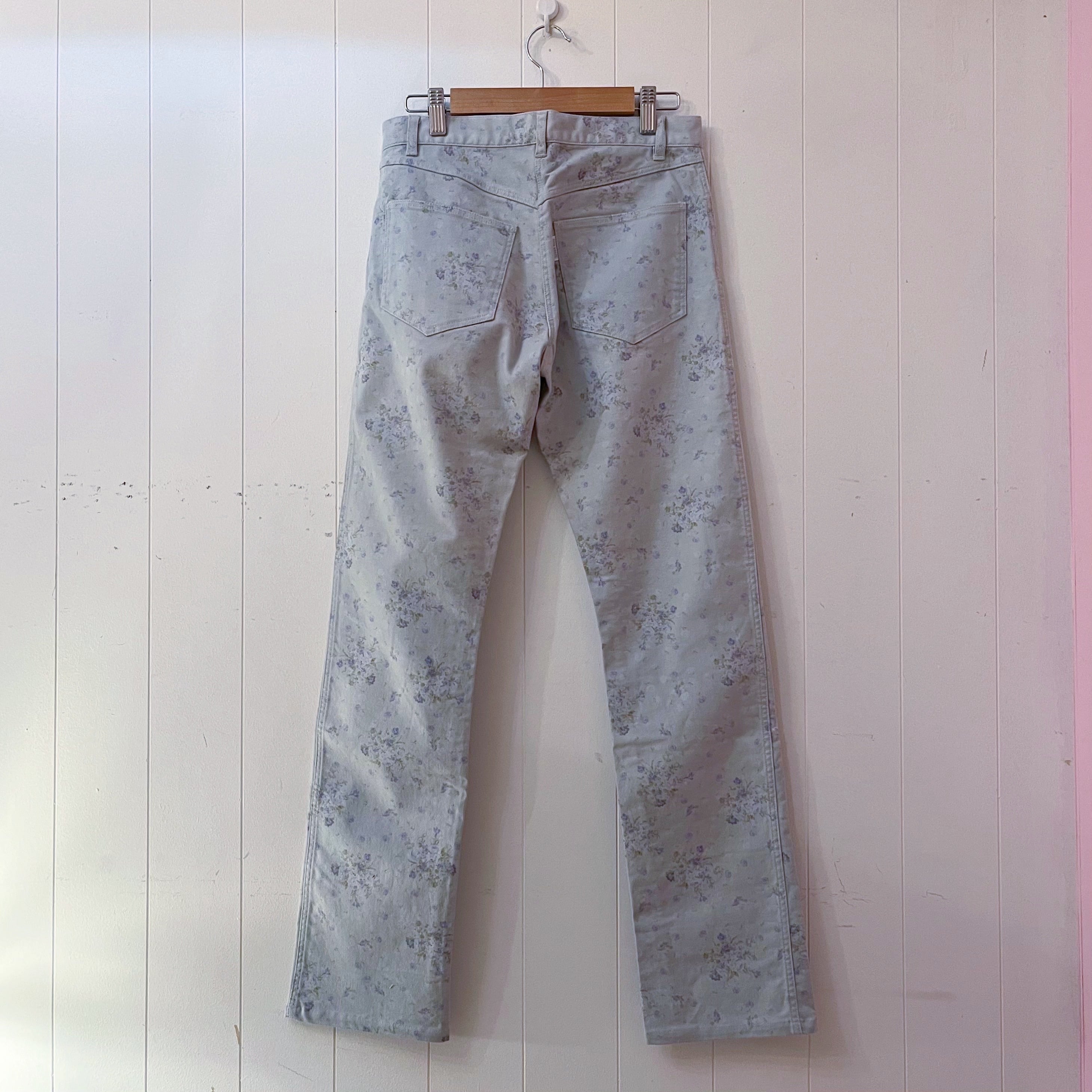 blue mini flower skinny pants