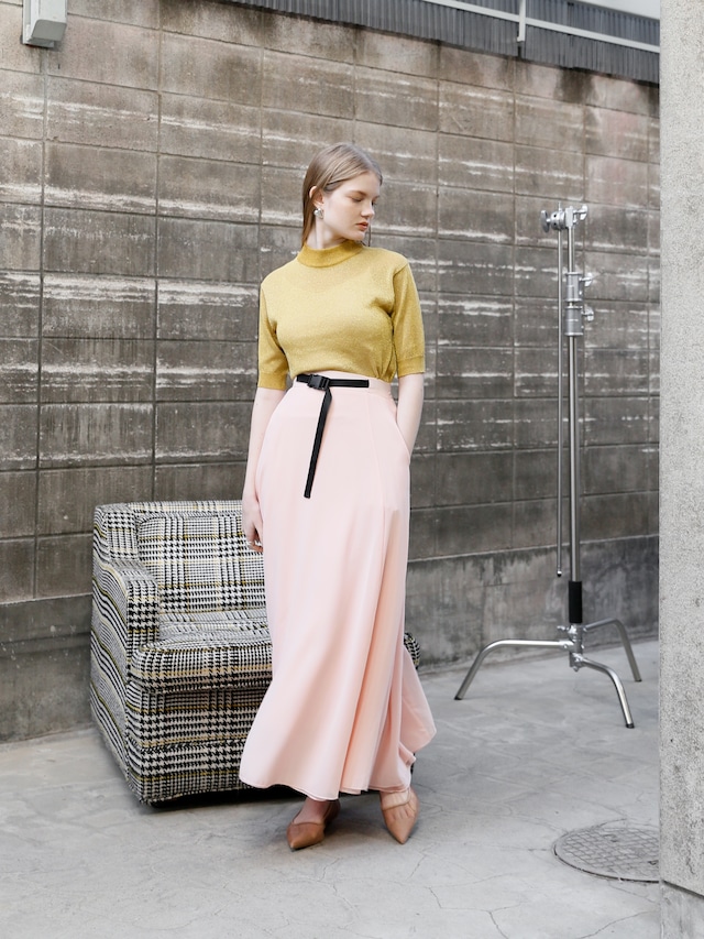 belted chiffon maxi skirt（pink）