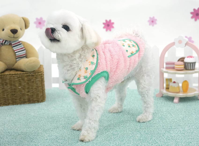 bear collar fleece vest S ~ XL 2color / 犬服 秋冬 新作 暖かい アウター ふわふわ もこもこ フリース ベスト ドッグウェア 冬 部屋着 お出かけ 小型犬 中型犬 outer18