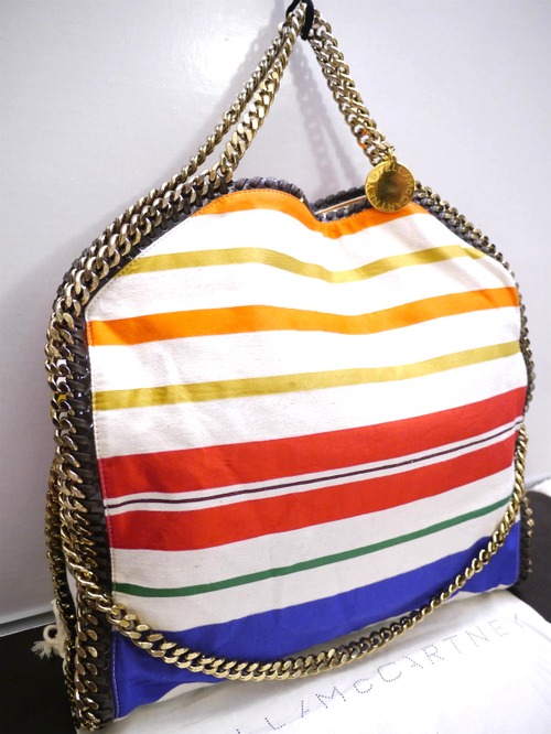 レア美品★STELLA McCARTNEY ステラマッカートニー ファラベラ ハンドショルダー2way トート バッグ★ アイコンモデルの希少なボーダー柄♪