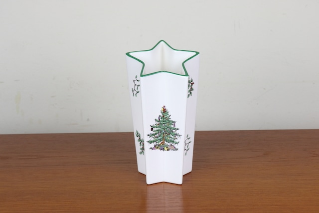 スポード　クリスマスツリー　花瓶　フラワーベース　星型　イギリス　SPODE　ヴィンテージ　陶磁器　つ329