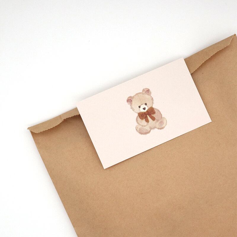 くまとオレンジチューリップのメッセージカードセット | teplopolka