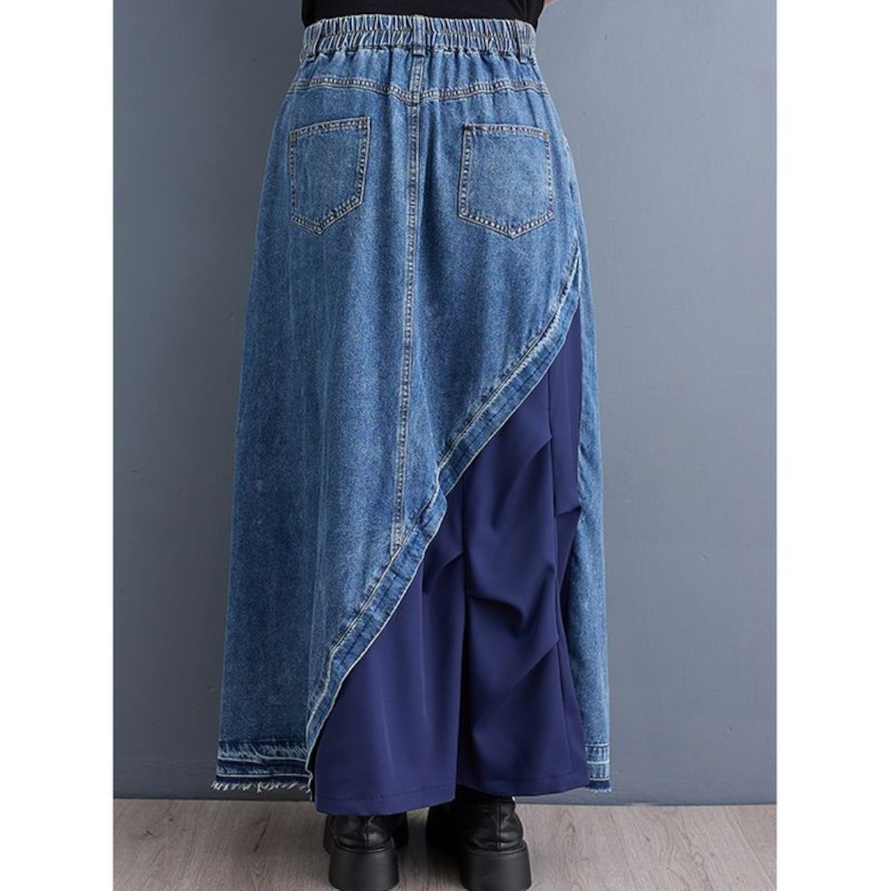 デニム 切替デザイン ラップスカート00153