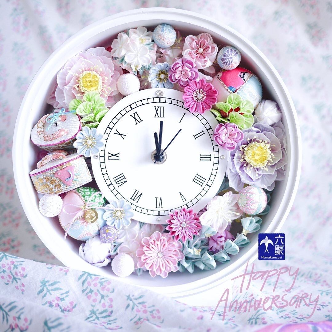 つまみ細工花時計