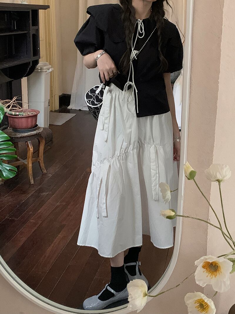 スタンダードサマーシャツ スカート レトロ 大人ガーリー スウィート キュート カジュアル 夏物 モンロー57612893059