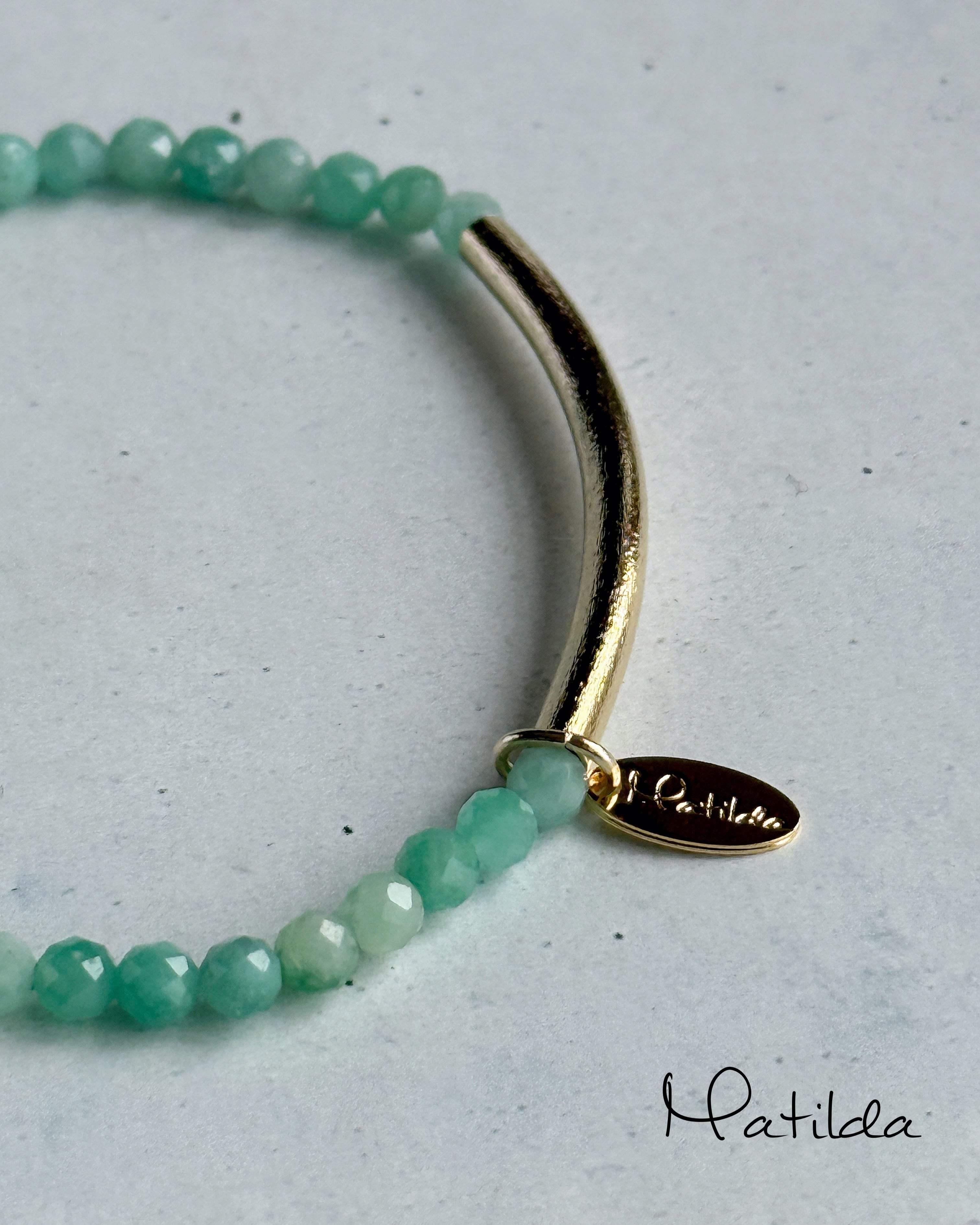 【再販】Tube & stone bracelet(エメラルド)