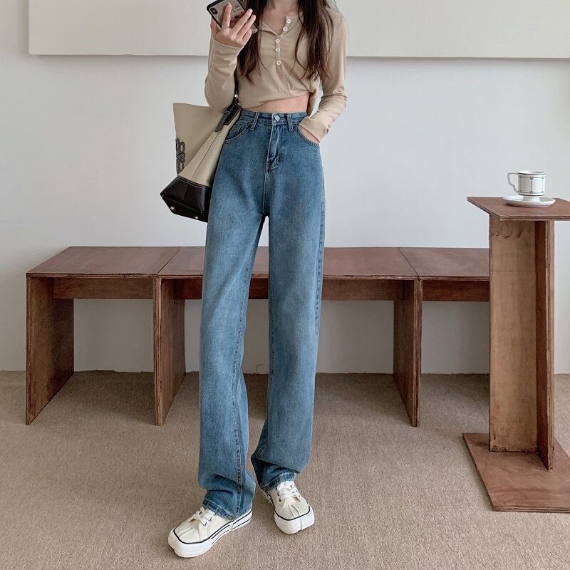 ジーンズ オータムウィンタースタイルハイウェストウェストルーズパンツ 秋物 冬物 1号婦人85651688076