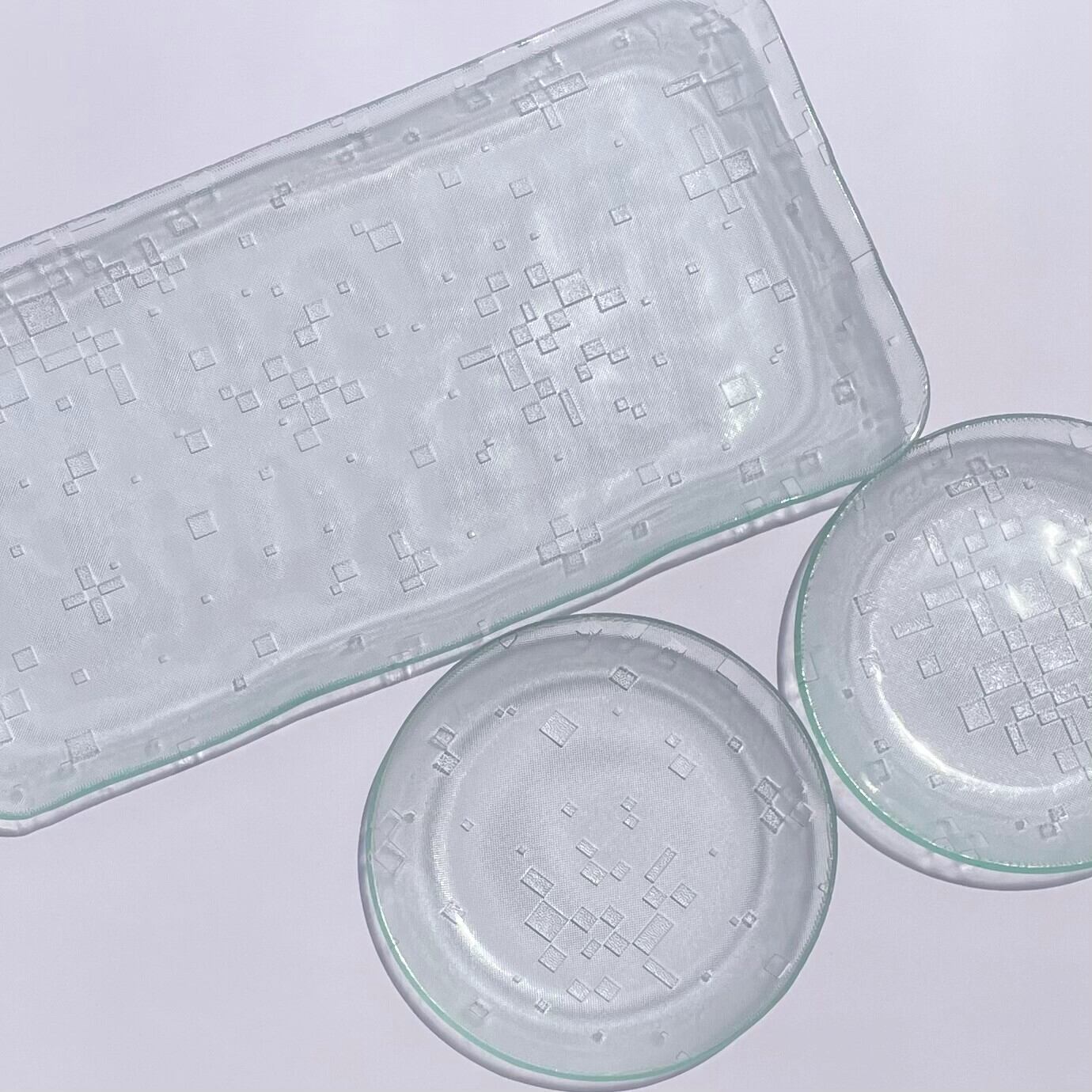 受注生産】レトロガラス 長角皿 古都 ミラーズウサ プレスガラス 長角皿