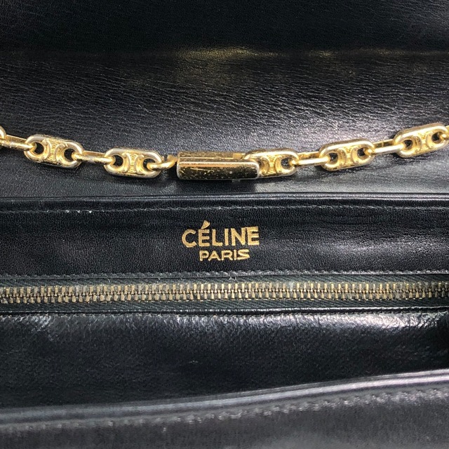 CELINE セリーヌ ショルダーバッグ ブラック ホースビット ブラゾンチェーン レザー vintage ヴィンテージ オールド zstzja