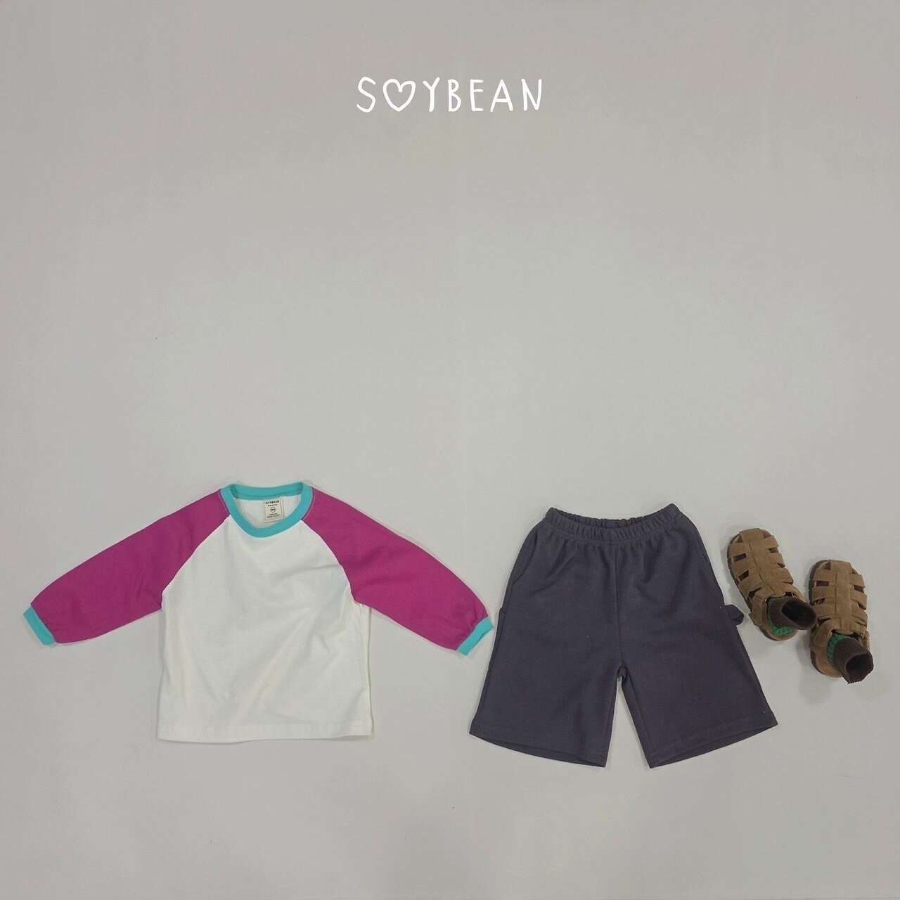 韓国子供服 / 26Autumn / soybean / カラ─ ラグランTシャツ / キッズ服 / ジュニア服 / 秋服 *XS~JM*