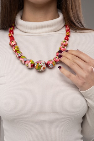 ペトリキフカ木製ナミスト（ヴィシヴァンカ装飾用ネックレス）ホメンコ作