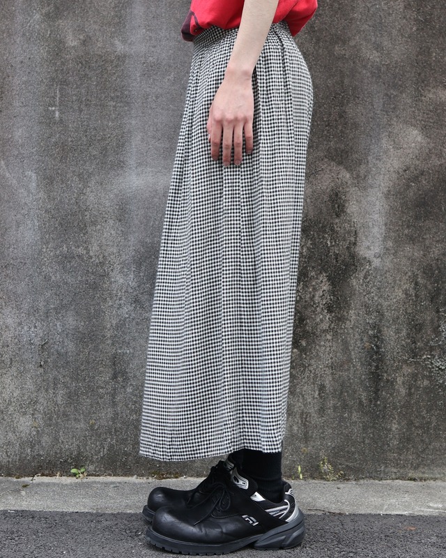 Gingham Check Pleated Skirt