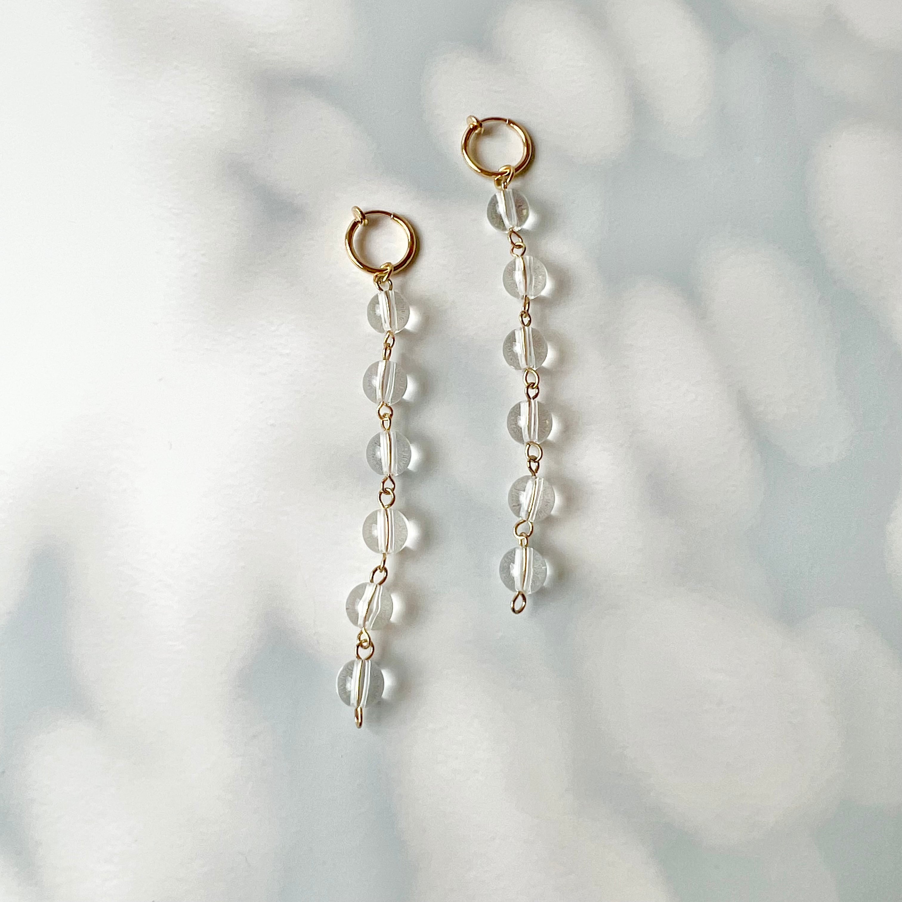 TV着用//クリアビーズロングピアス/イヤリング | Handmade Accessory MU