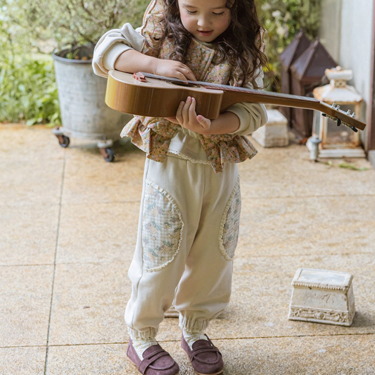 秋花柄切り替えボトムス2色