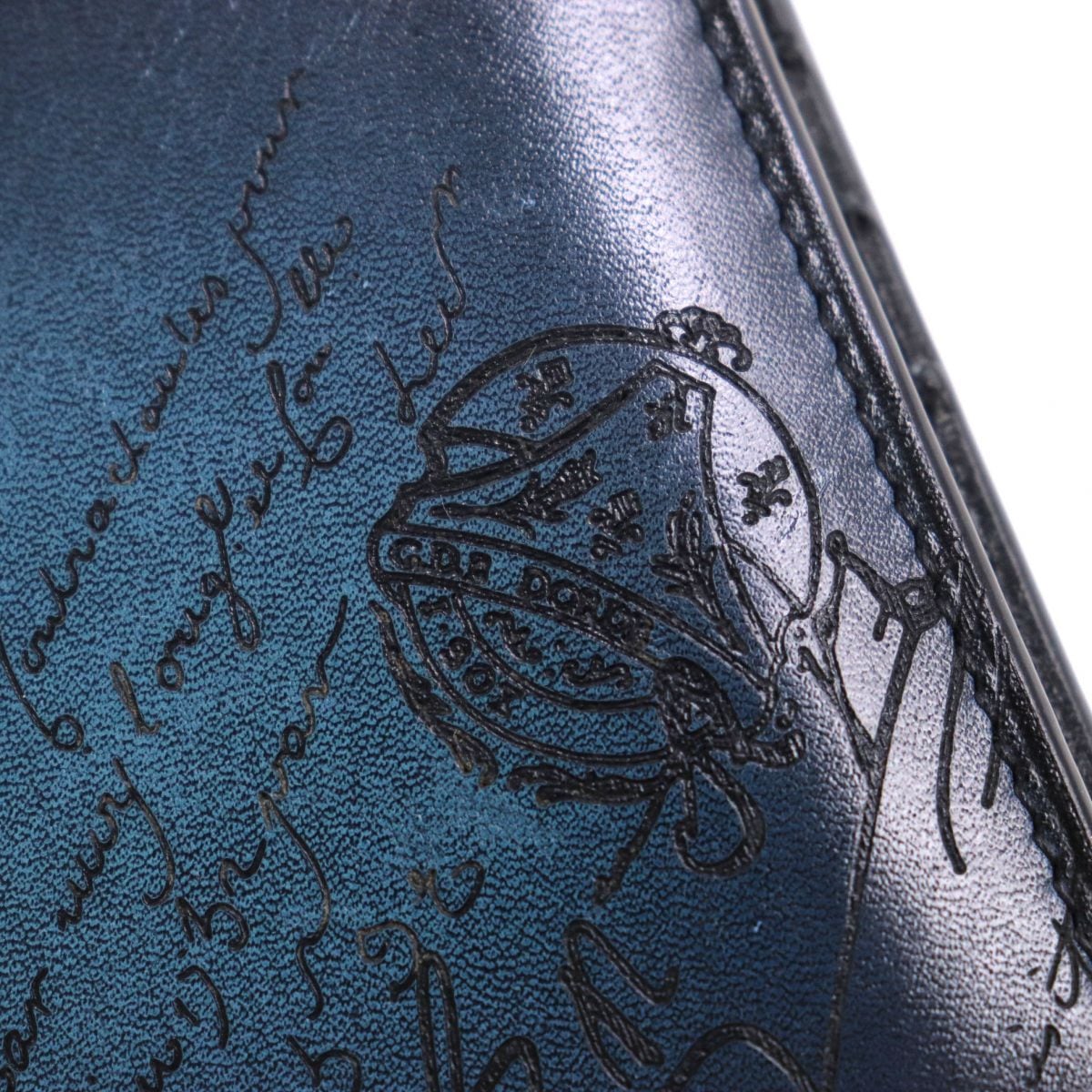 ベルルッティ ウリス ネイビー/ブラウン メンズ レザー デニム トート