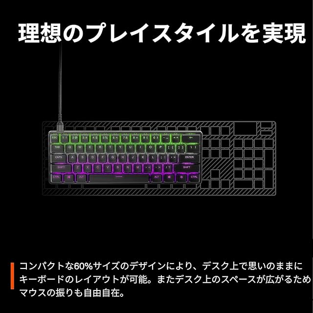 SteelSeries ラピッドトリガー 搭載 ゲーミングキーボード ミニサイズ