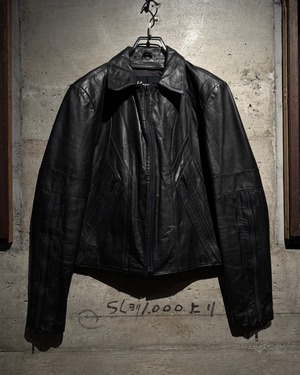 【Caka】Special Switching Design Vintage Short Length Leather Jacket