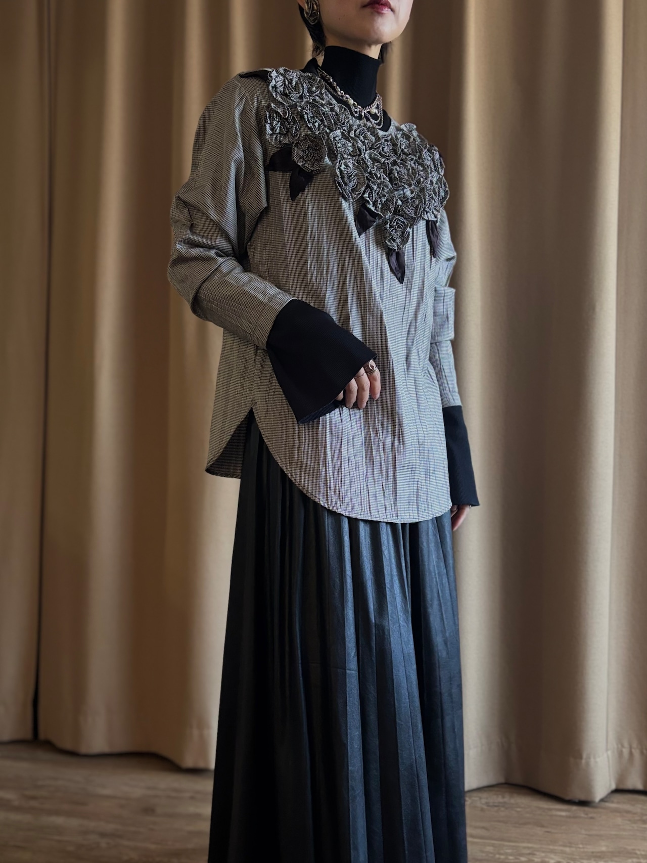 flower motif feminine mode tops-5140-2