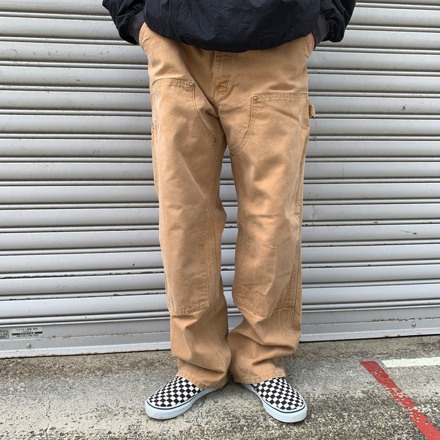 90s USA carhartt ダブルニーダックペインターパンツ 茶系 W38