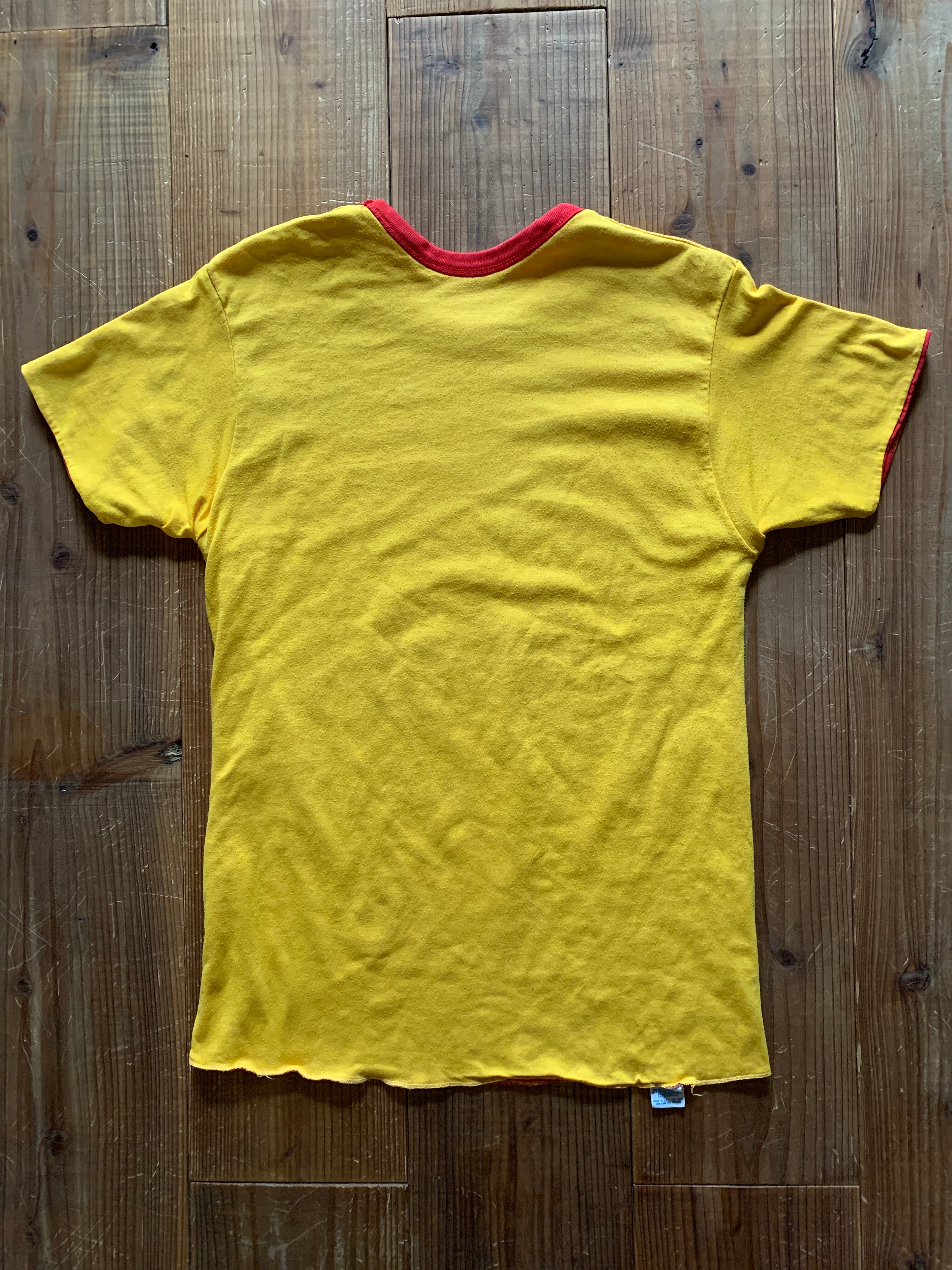 80's トリコタグ Champion ''LINCOLN'' リバーシブルTシャツ 黄X赤 表記(M) USA製