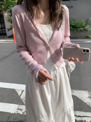 (予約)mellounge / Uni Rib Cardigan / 4color