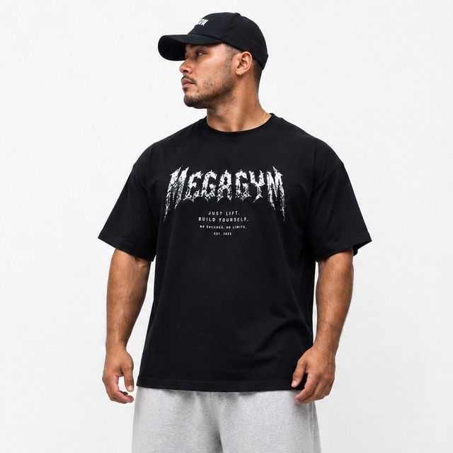HYPER STRETCH TEE MEGA GYM BLACK②