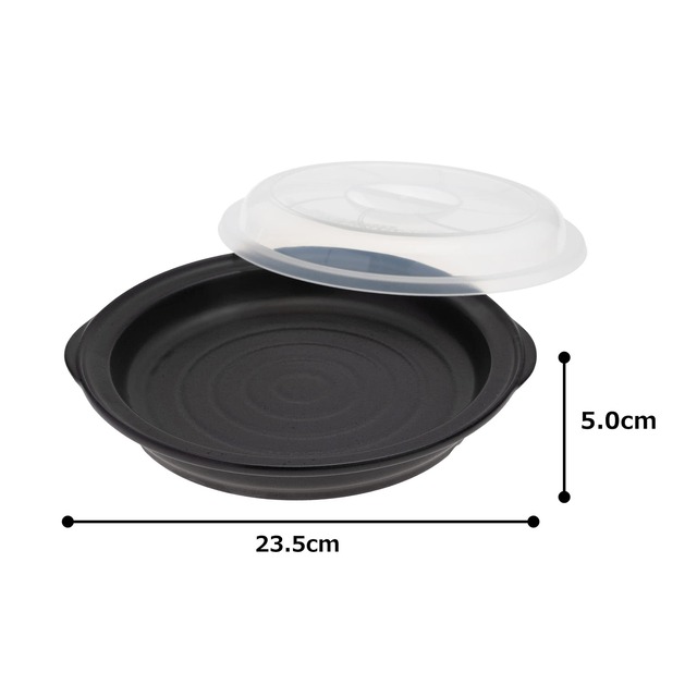 金陶苑 電子レンジで調理 マイクロ・クック ブラック 耐熱陶器 蓋付き 110235