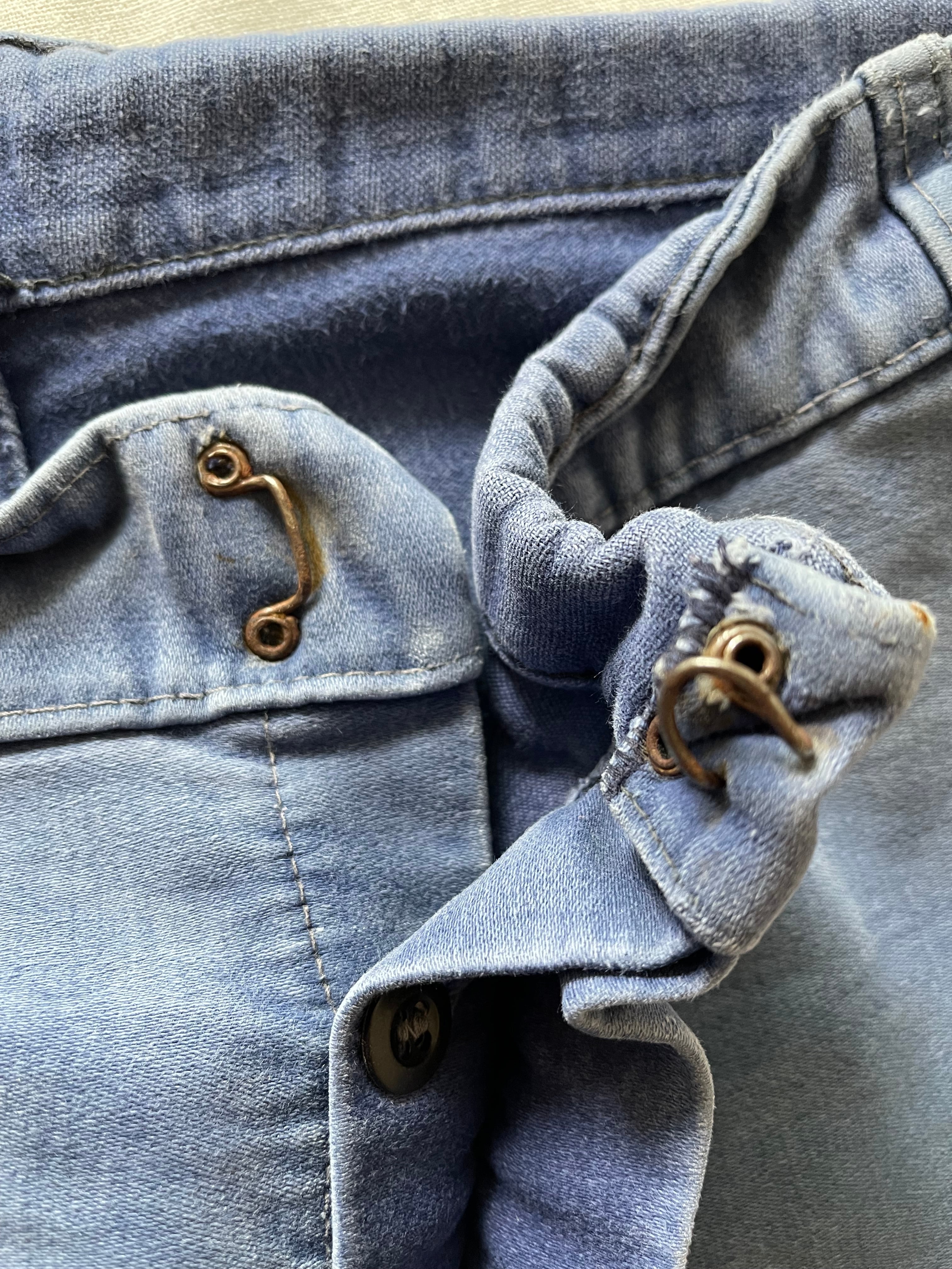 1950~60s French vintage Blue Moleskin Work pants 